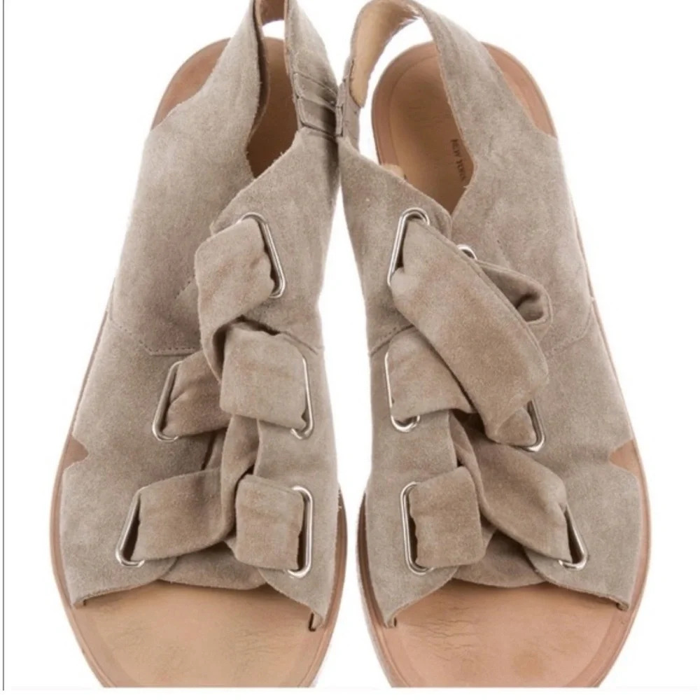 rag & bone Griege Suede Braided Slingback Sandals